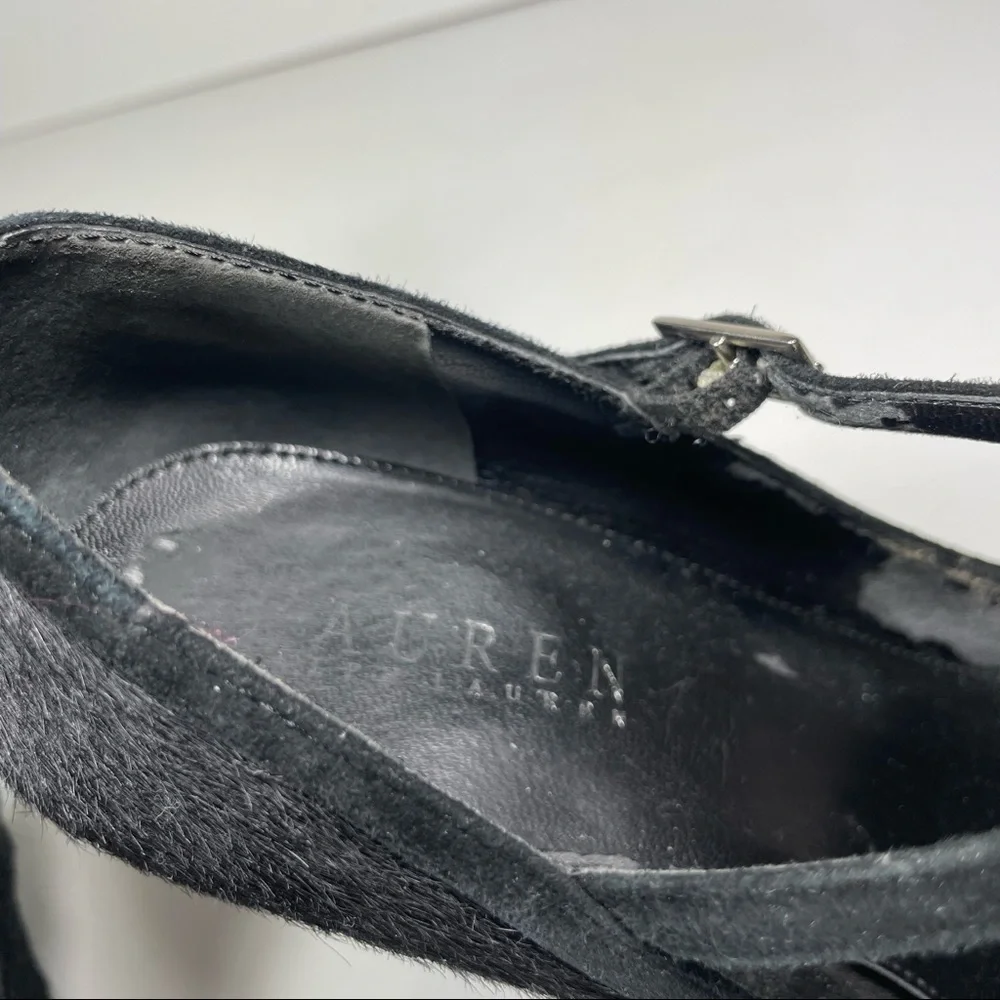 Lauren Ralph Lauren black cowhide black suede Mary Janes pumps Size 6 - Picture 7 of 10